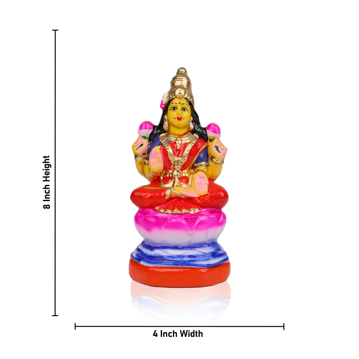 Lakshmi Sitting Clay Golu Bommai - 8 x 4 Inches | Giri Golu Doll/ Navaratri Golu Bomma/Gombe/Bommai - Image 5