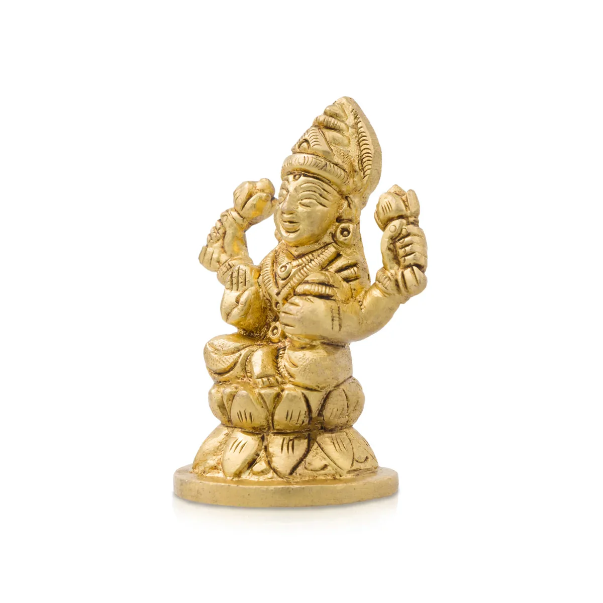 Lakshmi Statue - 3 x 2.25 Inches | Antique Brass Statue/ Laxmi Idol for Pooja/ 260 Gms Approx - Image 4