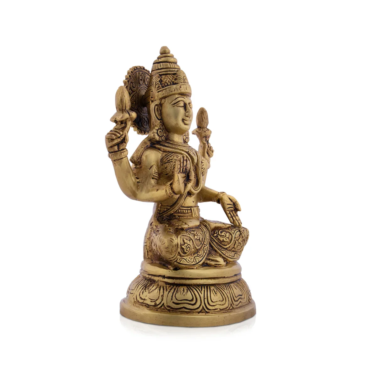 Lakshmi Statue - 8 x 5 Inches | Antique Brass Statue/ Laxmi Idol for Pooja/ 1.800 Kgs
 
 Approx - Image 2