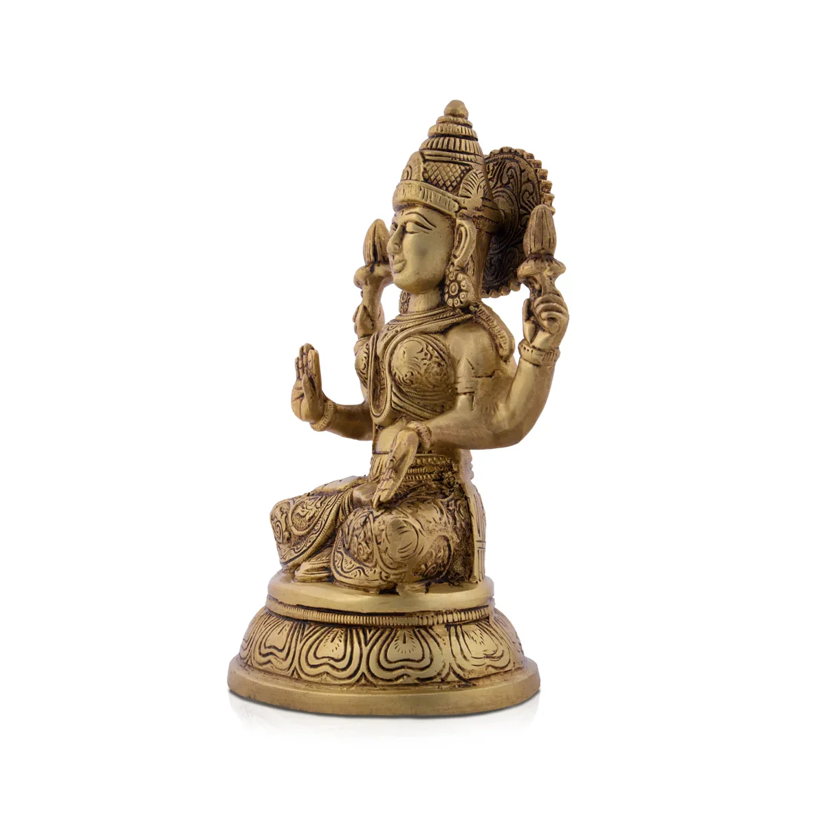 Lakshmi Statue - 8 x 5 Inches | Antique Brass Statue/ Laxmi Idol for Pooja/ 1.800 Kgs
 
 Approx - Image 3