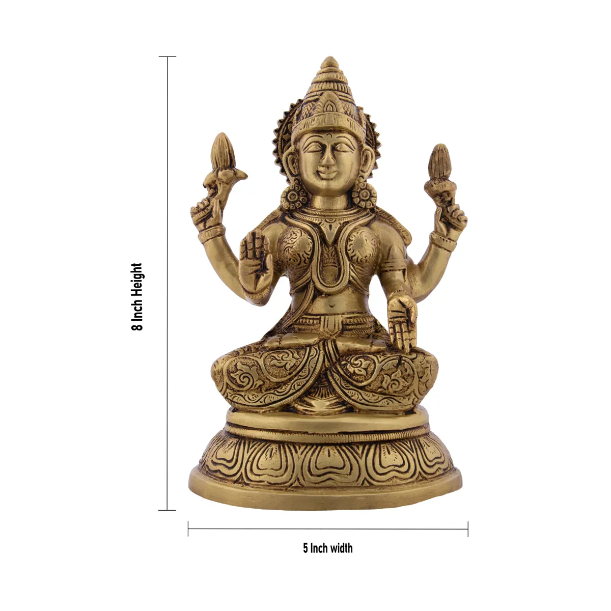 Lakshmi Statue - 8 x 5 Inches | Antique Brass Statue/ Laxmi Idol for Pooja/ 1.800 Kgs
 
 Approx - Image 5