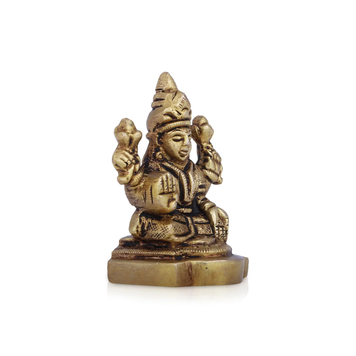 Laxmi Idol - 2 x 1.5 Inches | Antique Brass Idol/ Lakshmi Idol/ Lakshmi Murti for Pooja - Image 2