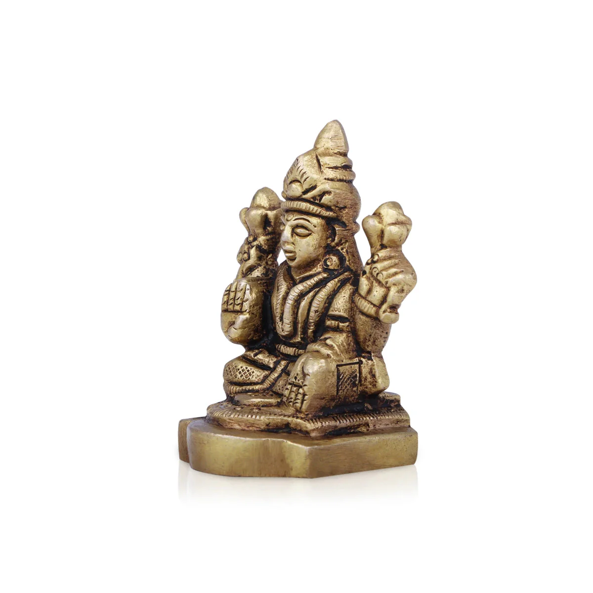 Laxmi Idol - 2 x 1.5 Inches | Antique Brass Idol/ Lakshmi Idol/ Lakshmi Murti for Pooja - Image 3