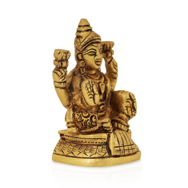 Lakshmi Statue Sitting On Base - 3 x 2 Inches | Laxmi Statue/ Antique Brass Idol/ Laxmi Idol for Pooja - Image 3