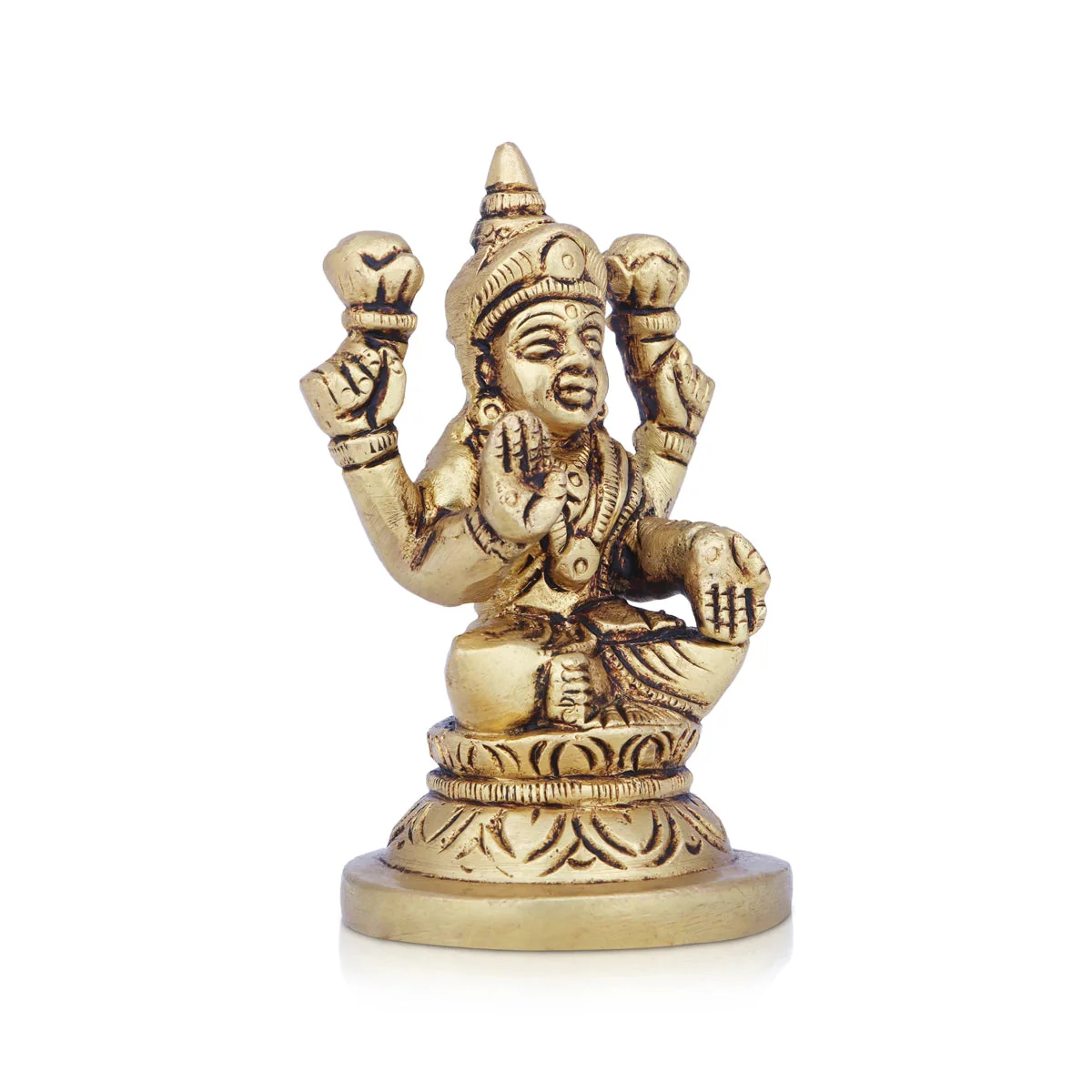 Lakshmi Statue Sitting On Base - 3 x 2 Inches | Lakshmi Idol/ Antique Brass Idol/ Laxmi Idol for Pooja - Image 3