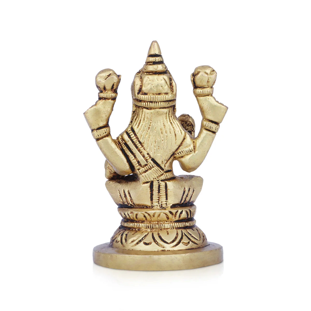 Lakshmi Statue Sitting On Base - 3 x 2 Inches | Lakshmi Idol/ Antique Brass Idol/ Laxmi Idol for Pooja - Image 4