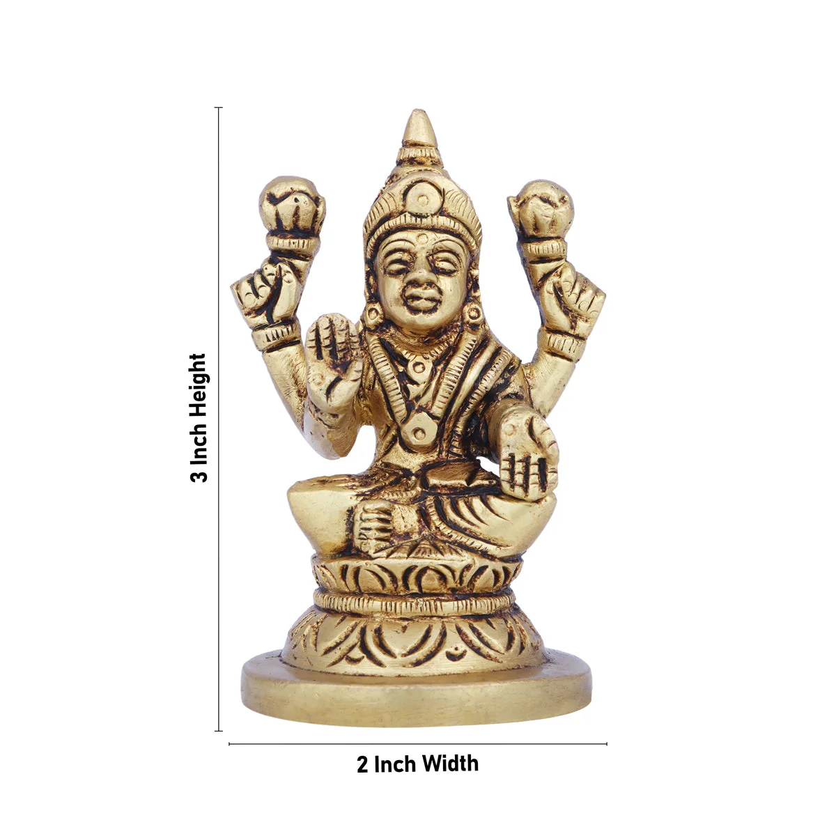 Lakshmi Statue Sitting On Base - 3 x 2 Inches | Lakshmi Idol/ Antique Brass Idol/ Laxmi Idol for Pooja - Image 5