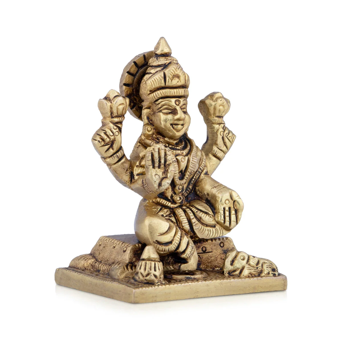 Lakshmi Statue Sitting On Base - 3 x 2 Inches | Laxmi Idol/ Lakshmi Idol/ Antique Brass Idol for Pooja - Image 2