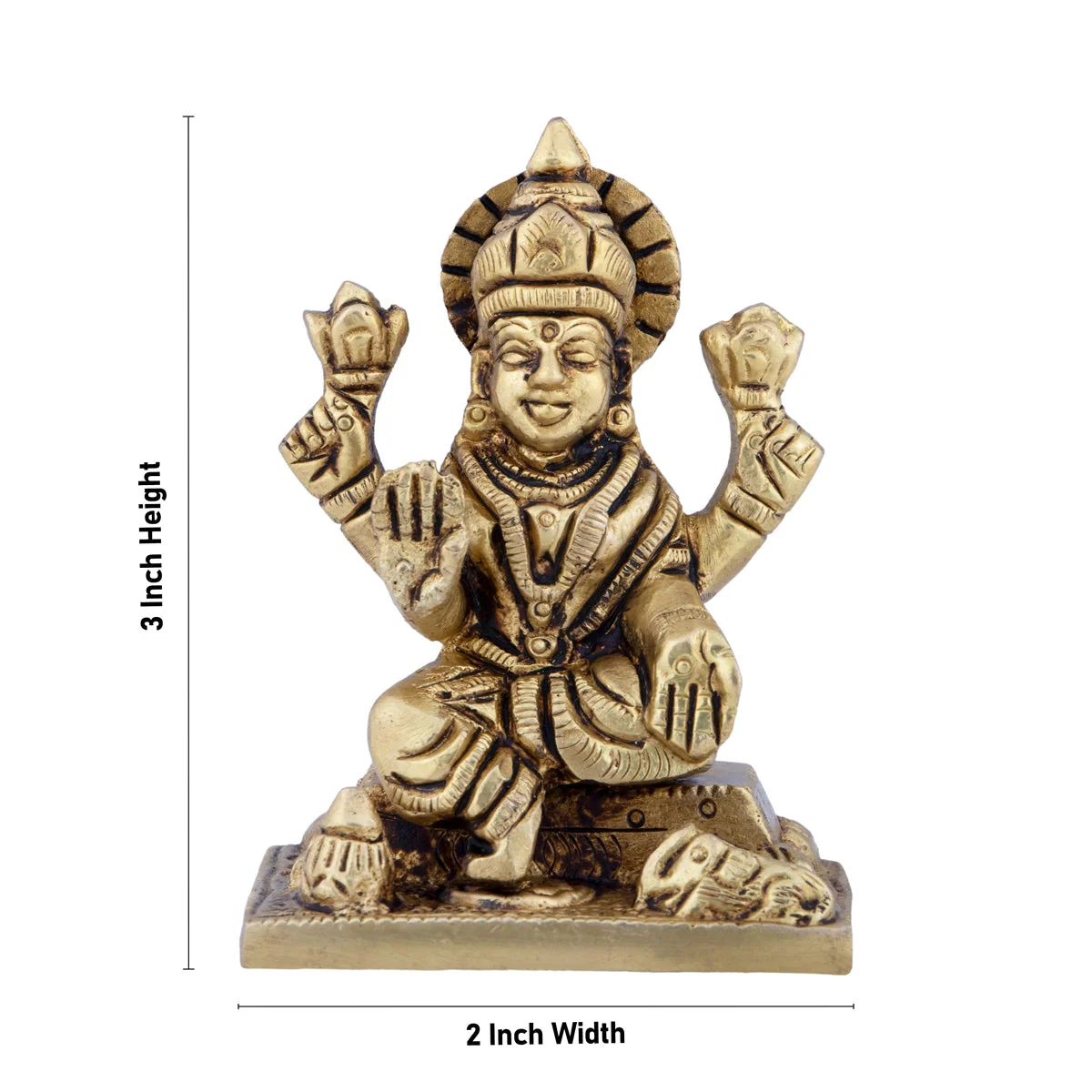 Lakshmi Statue Sitting On Base - 3 x 2 Inches | Laxmi Idol/ Lakshmi Idol/ Antique Brass Idol for Pooja - Image 5