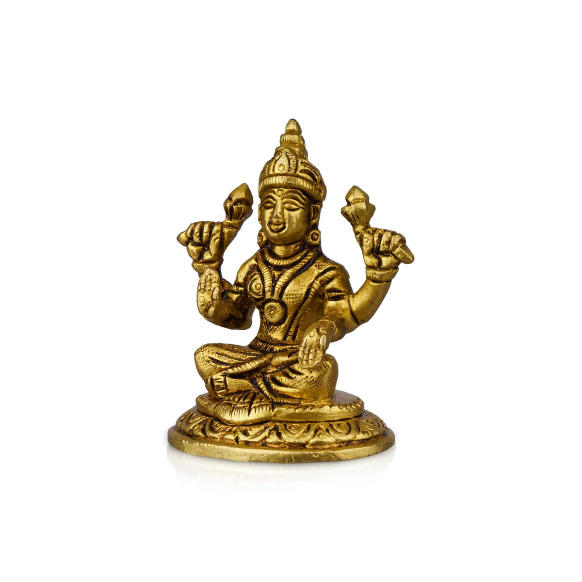 Lakshmi Statue Sitting On Base - 3 x 2 Inches | Laxmi Statue/ Antique Brass Idol/ Laxmi Idol for Pooja - Image 3