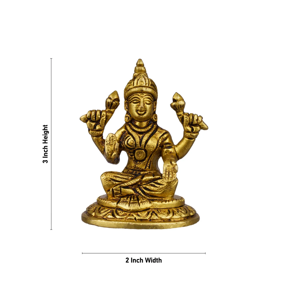 Lakshmi Statue Sitting On Base - 3 x 2 Inches | Laxmi Statue/ Antique Brass Idol/ Laxmi Idol for Pooja - Image 5