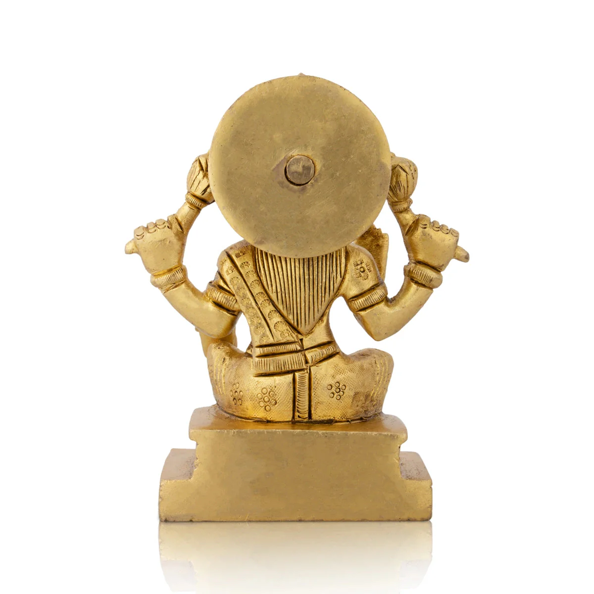 Lakshmi Statue Sitting On Base - 4.5 x 3.75 Inches | Antique Brass Idol/ Laxmi Statue/ Laxmi Idol for Pooja - Image 4