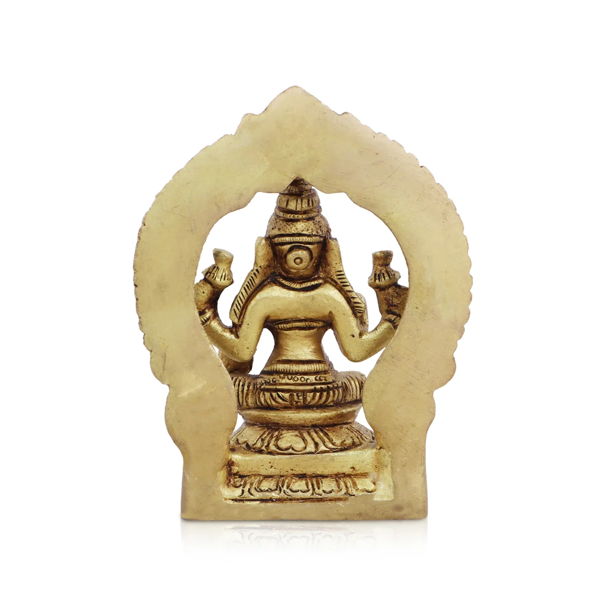 Lakshmi Statue Sitting On Base With Arch - 3.5 x 2.5 Inches | Antique Brass Idol/ Laxmi Idol for Pooja - Image 5