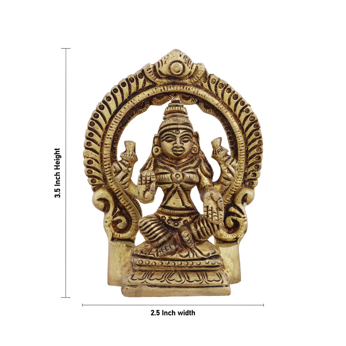 Lakshmi Statue Sitting On Base With Arch - 3.5 x 2.5 Inches | Antique Brass Idol/ Laxmi Idol for Pooja - Image 6