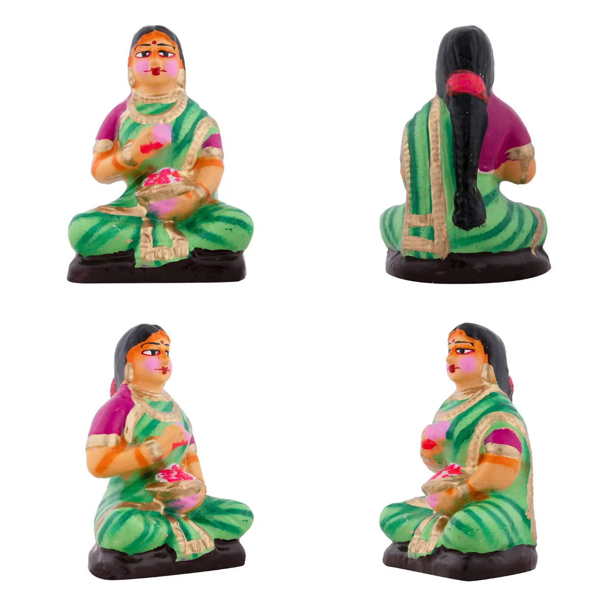 Lakshmi Vilakku Poojai Clay Golu Bommai Set - 15 x 9 Inches | Giri Golu Doll/ Navaratri Golu Bomma/Gombe/Bommai - Image 4