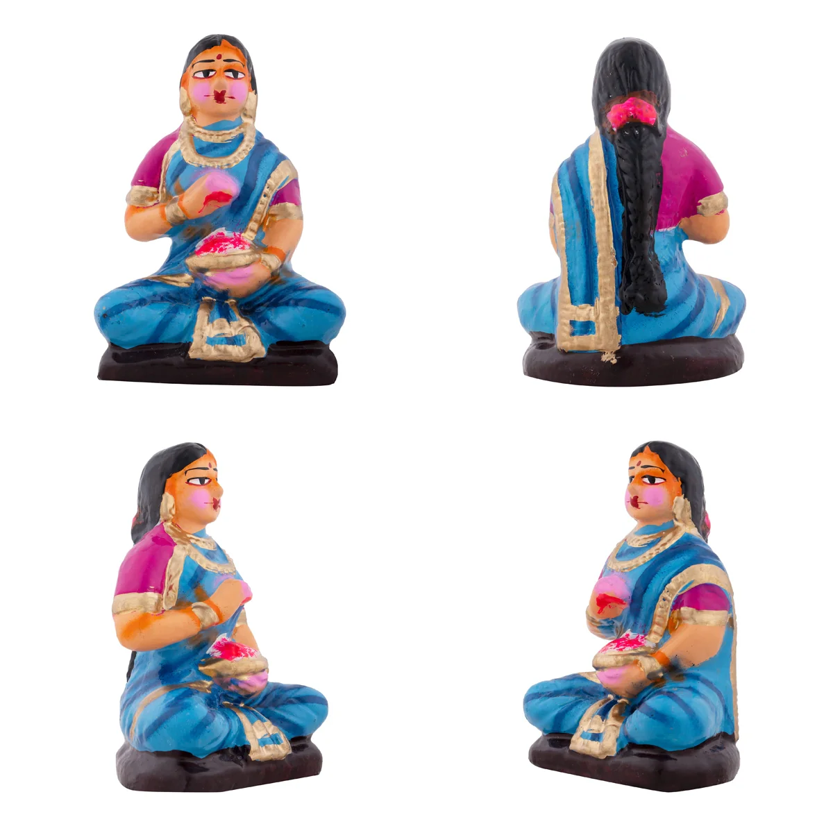 Lakshmi Vilakku Poojai Clay Golu Bommai Set - 15 x 9 Inches | Giri Golu Doll/ Navaratri Golu Bomma/Gombe/Bommai - Image 5