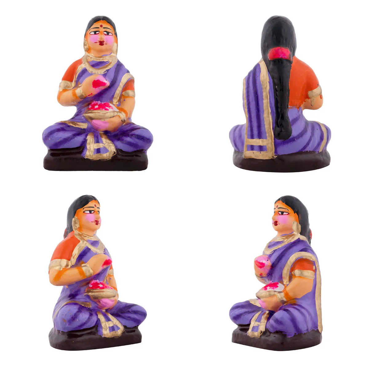 Lakshmi Vilakku Poojai Clay Golu Bommai Set - 15 x 9 Inches | Giri Golu Doll/ Navaratri Golu Bomma/Gombe/Bommai - Image 6