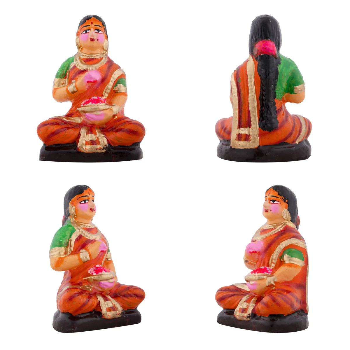 Lakshmi Vilakku Poojai Clay Golu Bommai Set - 15 x 9 Inches | Giri Golu Doll/ Navaratri Golu Bomma/Gombe/Bommai - Image 8