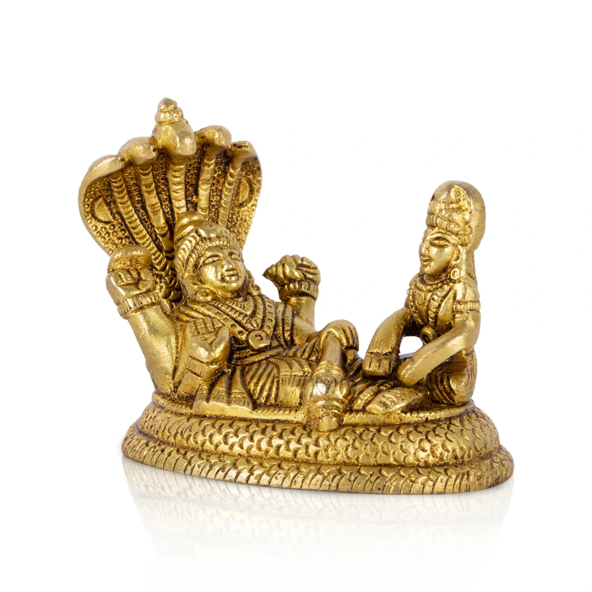 Lakshmi Vishnu Statue With Sheshnag - 3 x 3 Inches | Antique Brass Idol/ Laxmi Vishnu Statue for Worship - Image 2