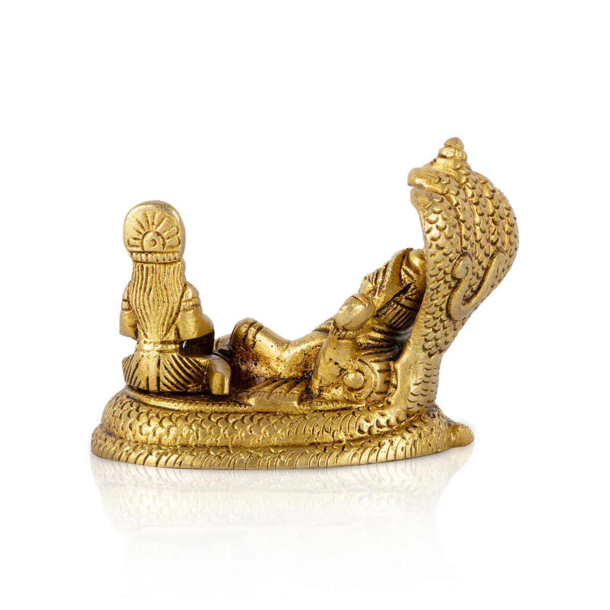 Lakshmi Vishnu Statue With Sheshnag - 3 x 3 Inches | Antique Brass Idol/ Laxmi Vishnu Statue for Worship - Image 3