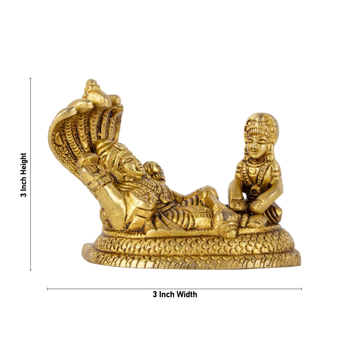 Lakshmi Vishnu Statue With Sheshnag - 3 x 3 Inches | Antique Brass Idol/ Laxmi Vishnu Statue for Worship - Image 4