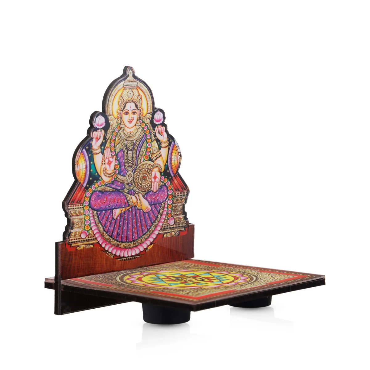 Sri Chakra Design Manai Palagai With Lakshmi Photo Frame - 4 x 3 Inches | Bajot With Picture Frame for Pooja - Image 4