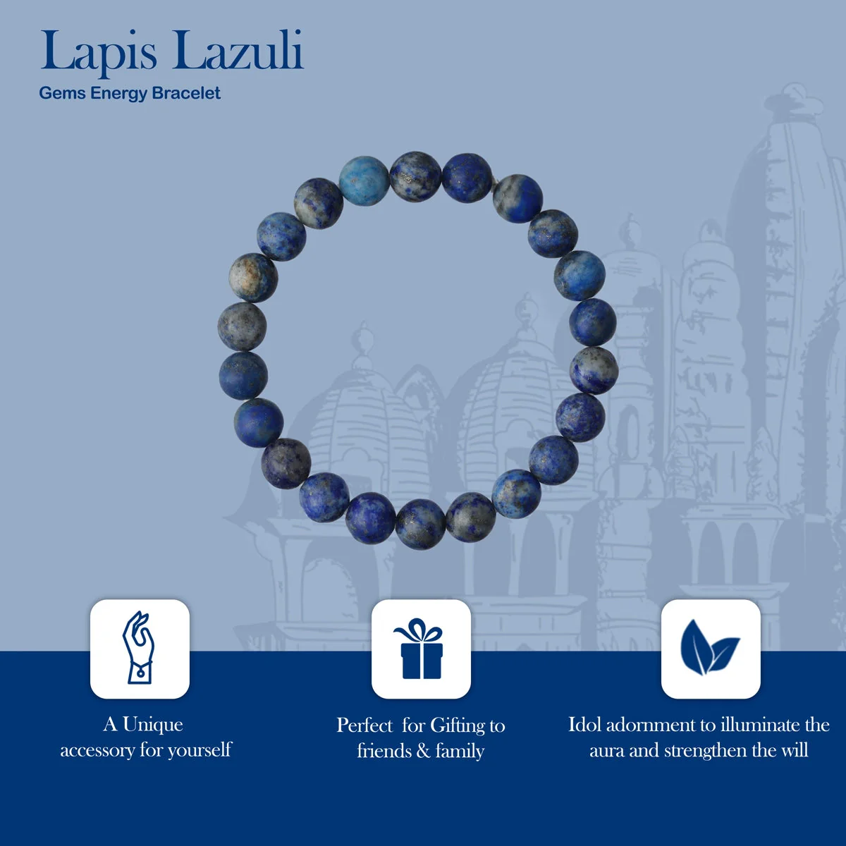 Lapis Lazuli Bracelet - 2.5 Inches | Lapis Stone Bracelet/ Crystal Bracelet For Inner Peace & Energy Balancing