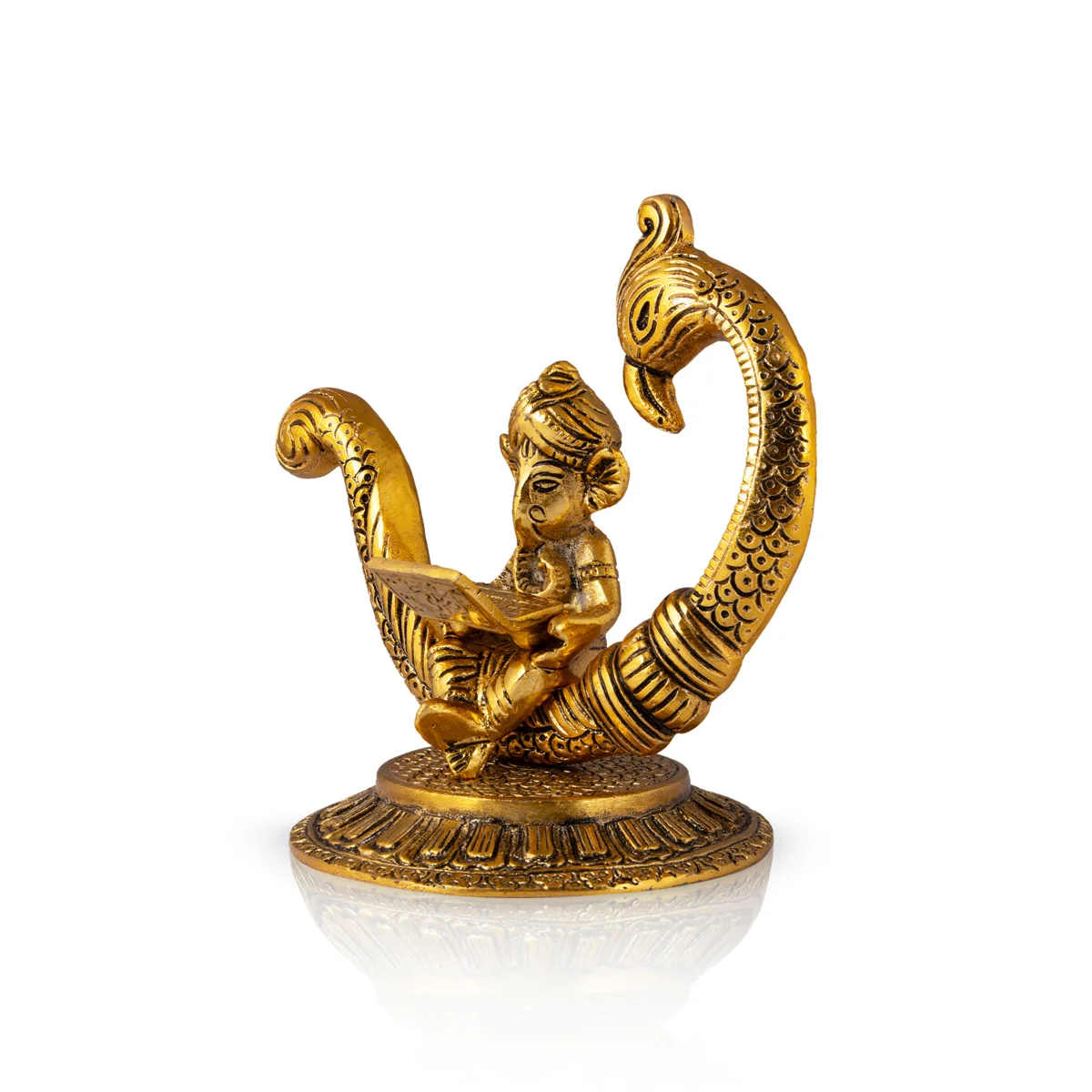 Laptop Ganesha Sitting on Peacock - AL GP - 6 x 6 Inch - 380 Gms - Image 2