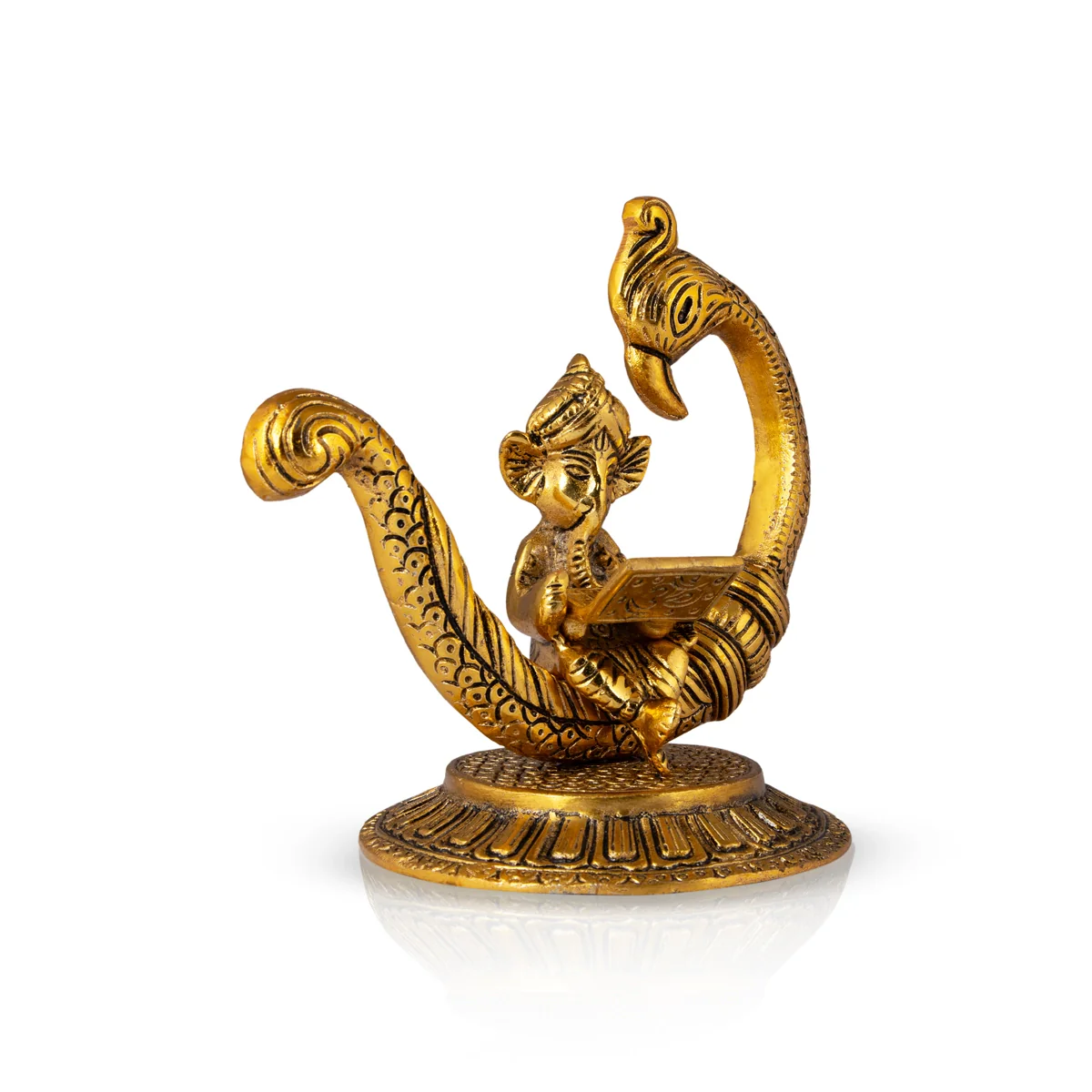 Laptop Ganesha Sitting on Peacock - AL GP - 6 x 6 Inch - 380 Gms - Image 3