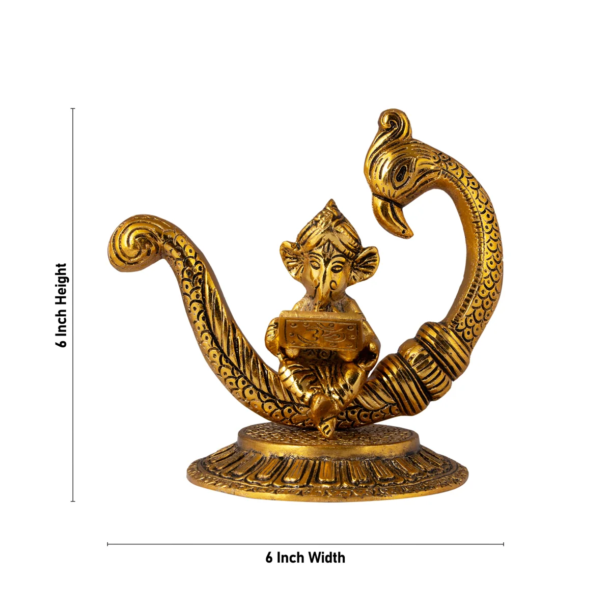 Laptop Ganesha Sitting on Peacock - AL GP - 6 x 6 Inch - 380 Gms - Image 5