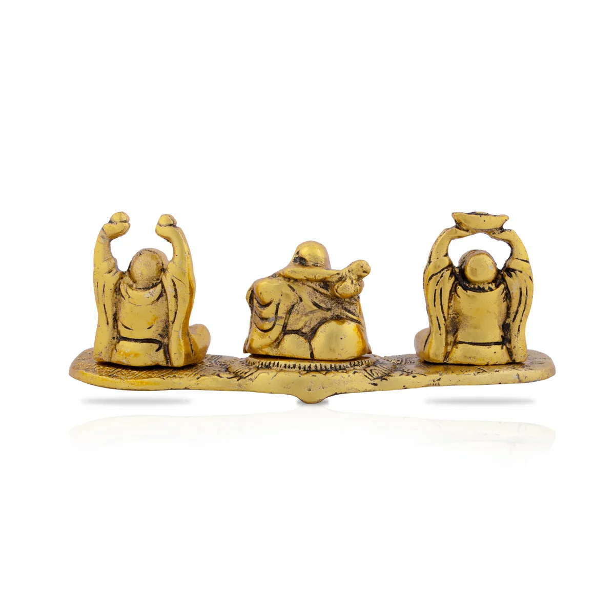 Laughing Buddha Idol - 3 x 7 Inches | Aluminium Happy Man/ Buddha Statue for Home/ 380 Gms Approx - Image 3