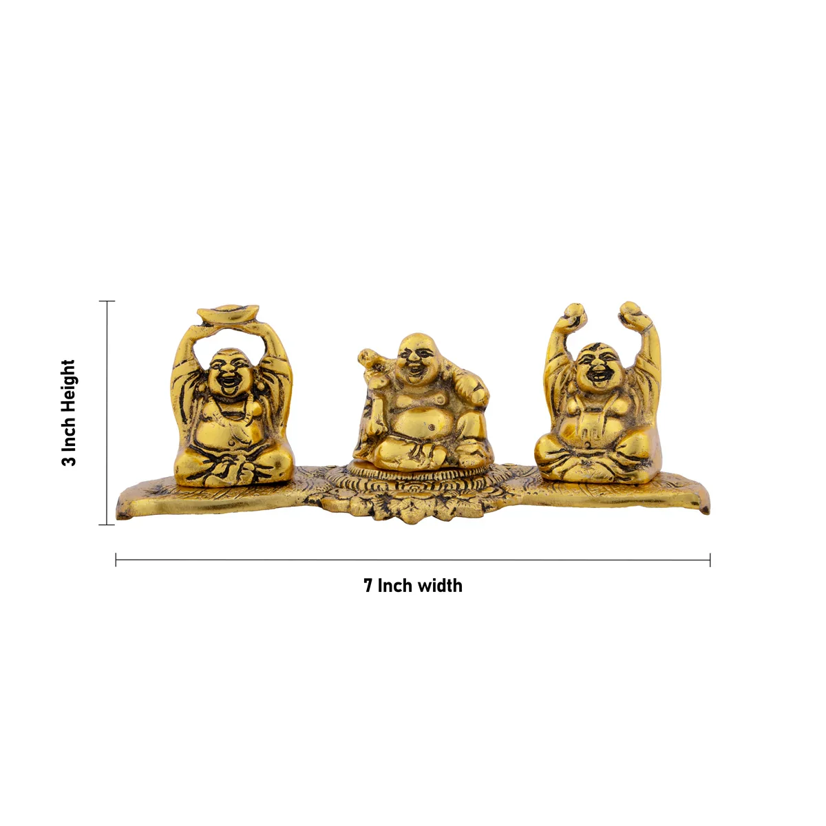Laughing Buddha Idol - 3 x 7 Inches | Aluminium Happy Man/ Buddha Statue for Home/ 380 Gms Approx - Image 5