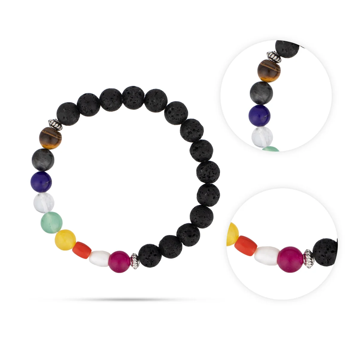 Lava Navratan Bracelet - 2.5 Inches | Bracelet with Precious Stones/ Semi Precious Stone Bracelet - Image 3