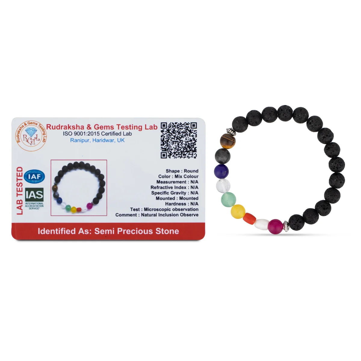 Lava Navratan Bracelet - 2.5 Inches | Bracelet with Precious Stones/ Semi Precious Stone Bracelet - Image 4