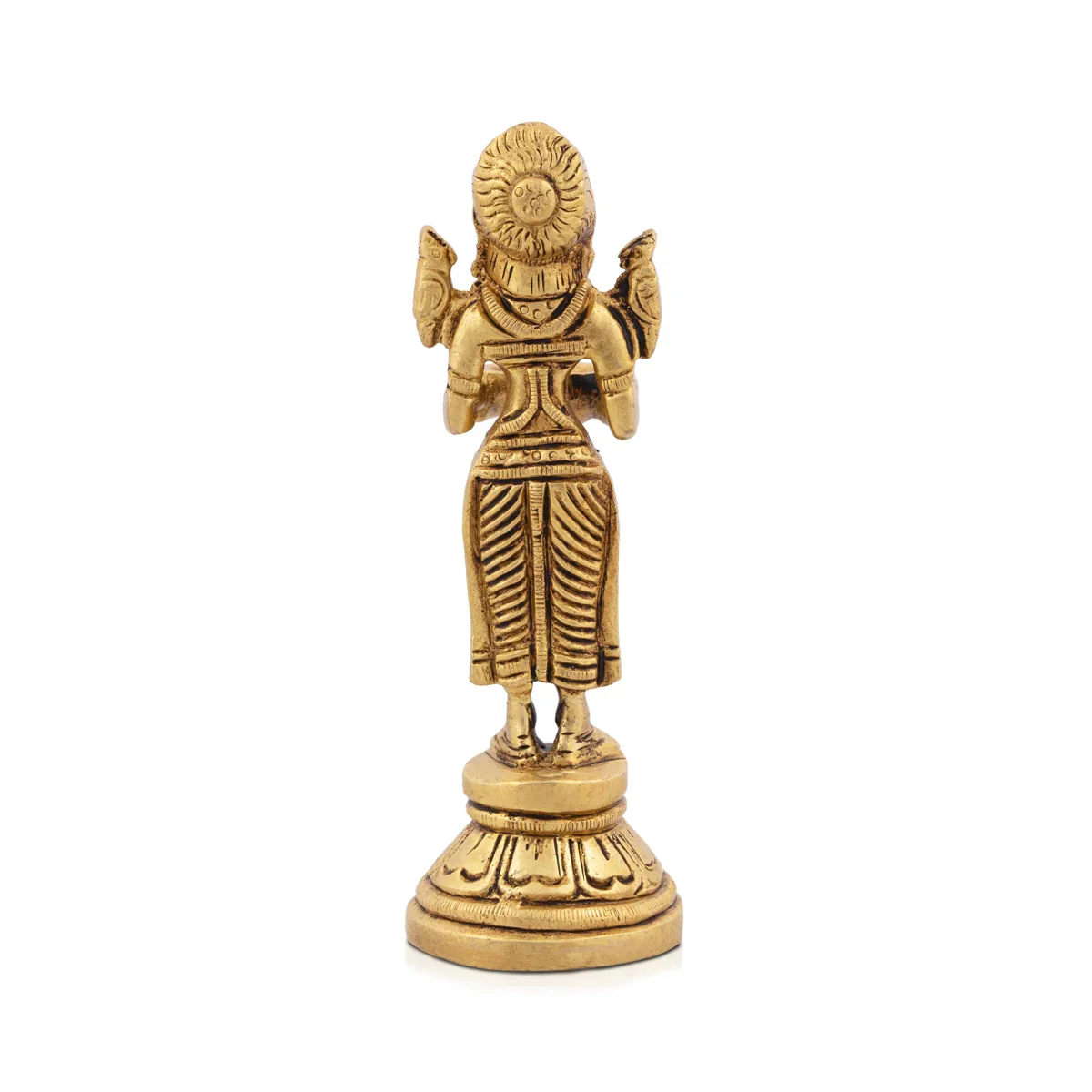 Paavai Vilakku - 5 x 1.5 Inches | Antique Brass Welcome Lady with Deep/ Pavai Lamp for Pooja/ 460 Gms Approx - Image 4