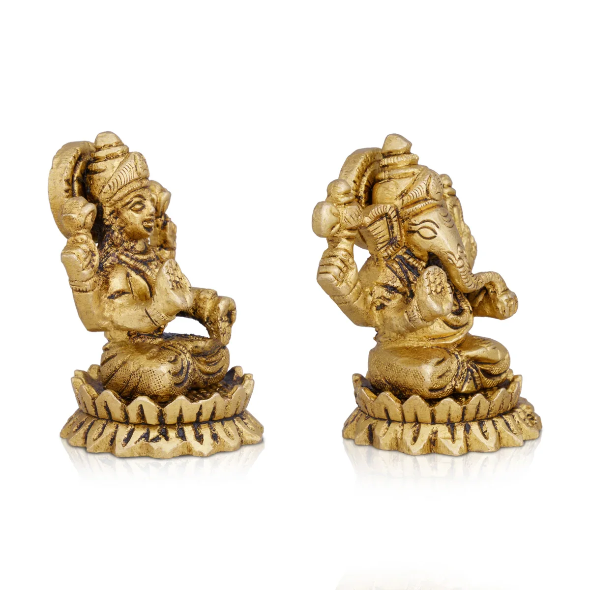 Laxmi Ganesh Murti - 2.5 x 1.5 Inches | Antique Brass Idol/ Laxmi Ganesh Statue for Pooja/ 365 Gms Approx - Image 2
