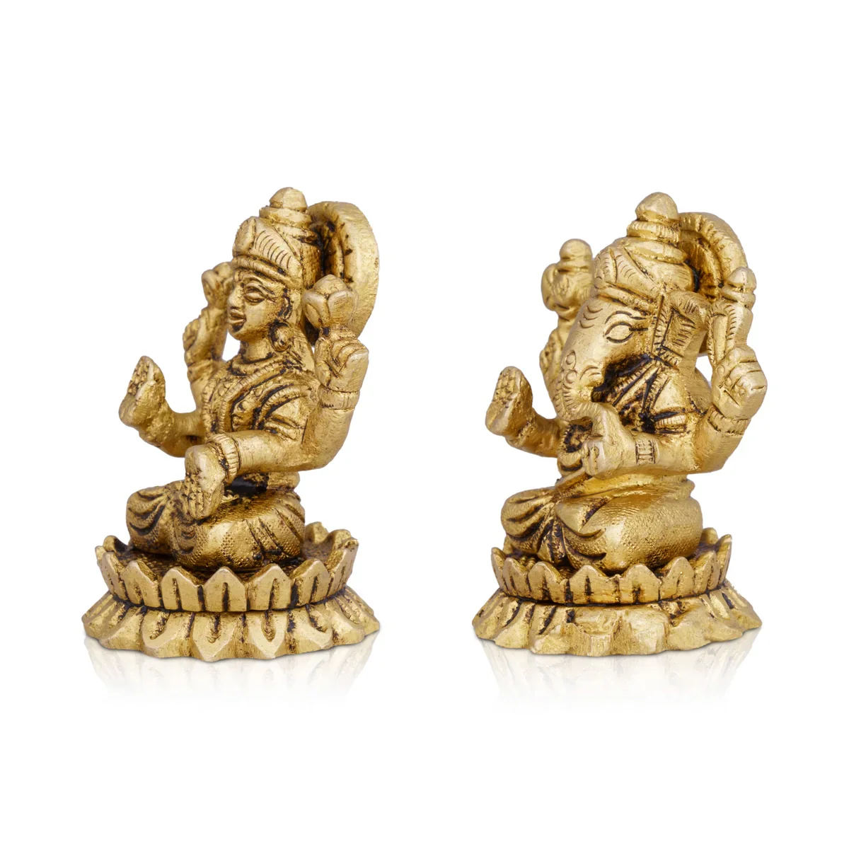 Laxmi Ganesh Murti - 2.5 x 1.5 Inches | Antique Brass Idol/ Laxmi Ganesh Statue for Pooja/ 365 Gms Approx - Image 3