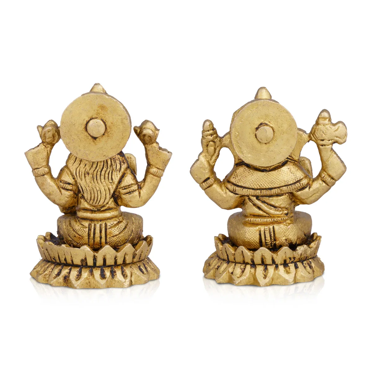 Laxmi Ganesh Murti - 2.5 x 1.5 Inches | Antique Brass Idol/ Laxmi Ganesh Statue for Pooja/ 365 Gms Approx - Image 4