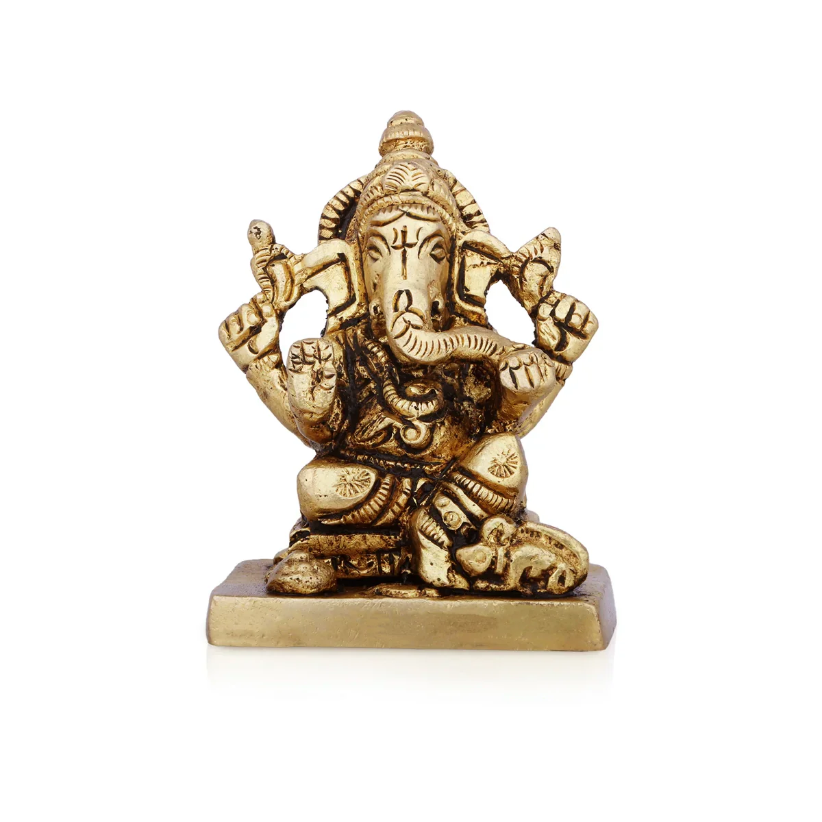 Laxmi Ganesh Murti - 2 Inches | Antique Brass Idol/ Laxmi Ganesh Statue for Pooja/ 315 Gms Approx - Image 2