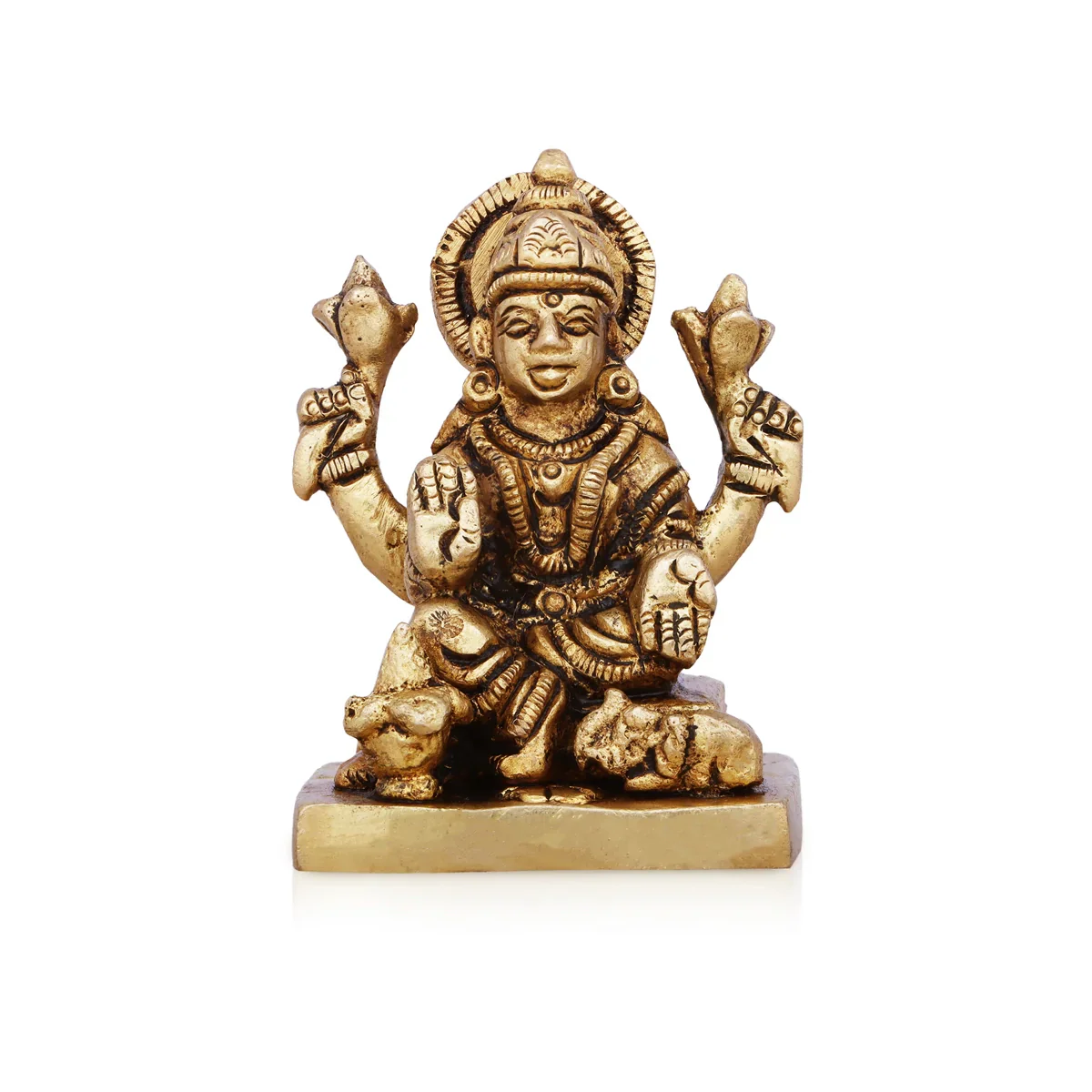 Laxmi Ganesh Murti - 2 Inches | Antique Brass Idol/ Laxmi Ganesh Statue for Pooja/ 315 Gms Approx - Image 3