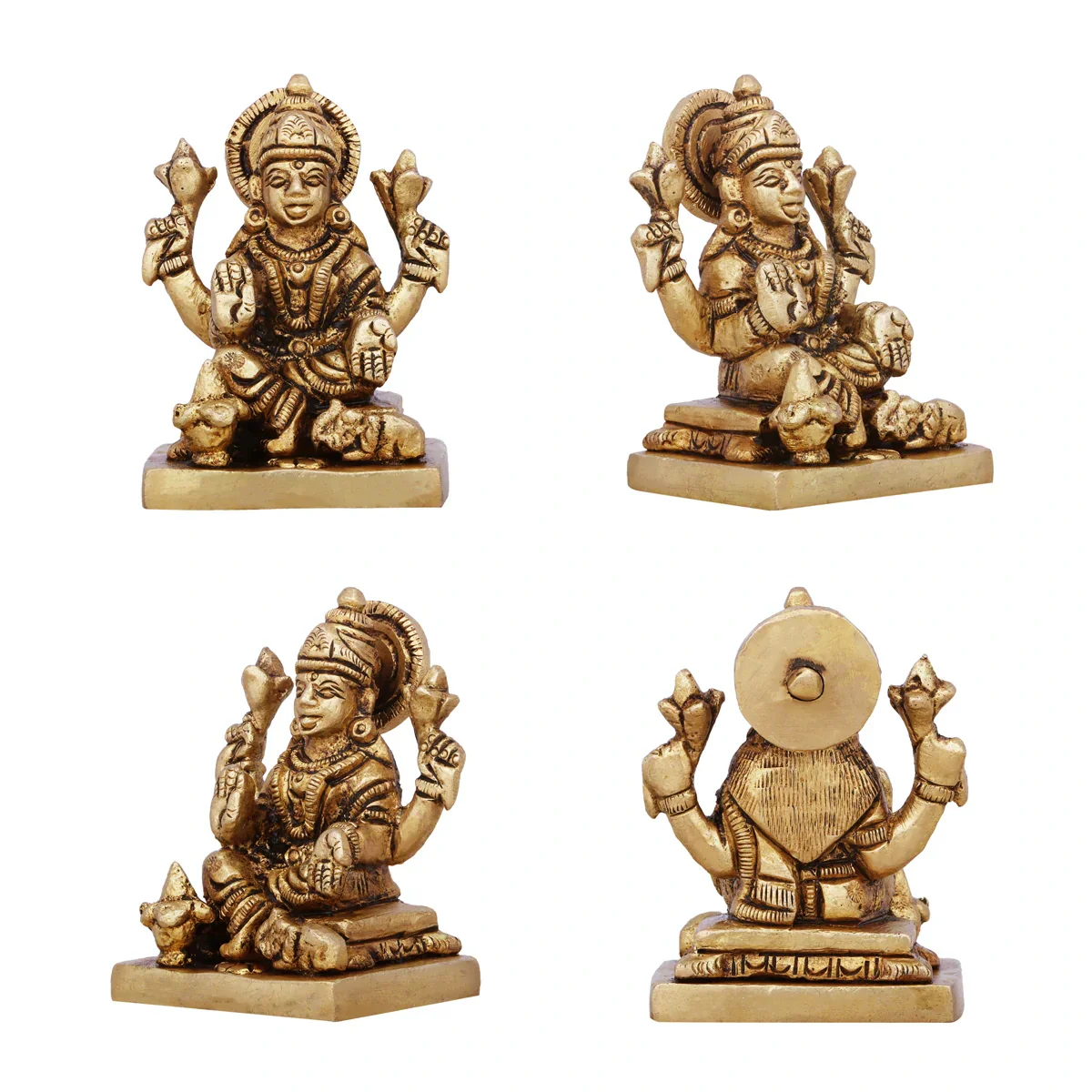 Laxmi Ganesh Murti - 2 Inches | Antique Brass Idol/ Laxmi Ganesh Statue for Pooja/ 315 Gms Approx - Image 4