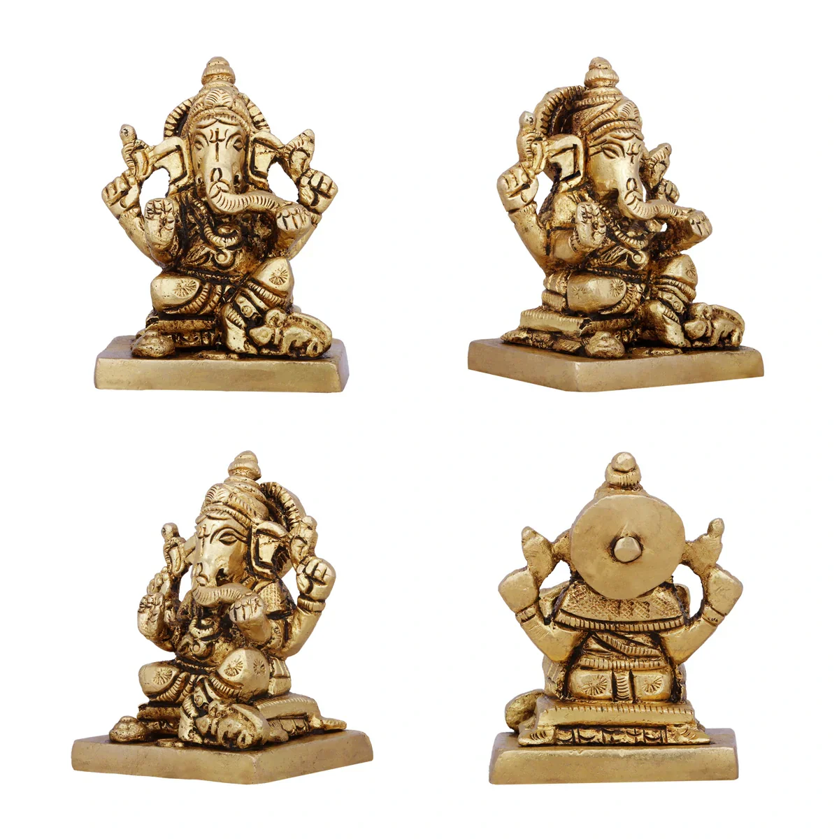 Laxmi Ganesh Murti - 2 Inches | Antique Brass Idol/ Laxmi Ganesh Statue for Pooja/ 315 Gms Approx - Image 5