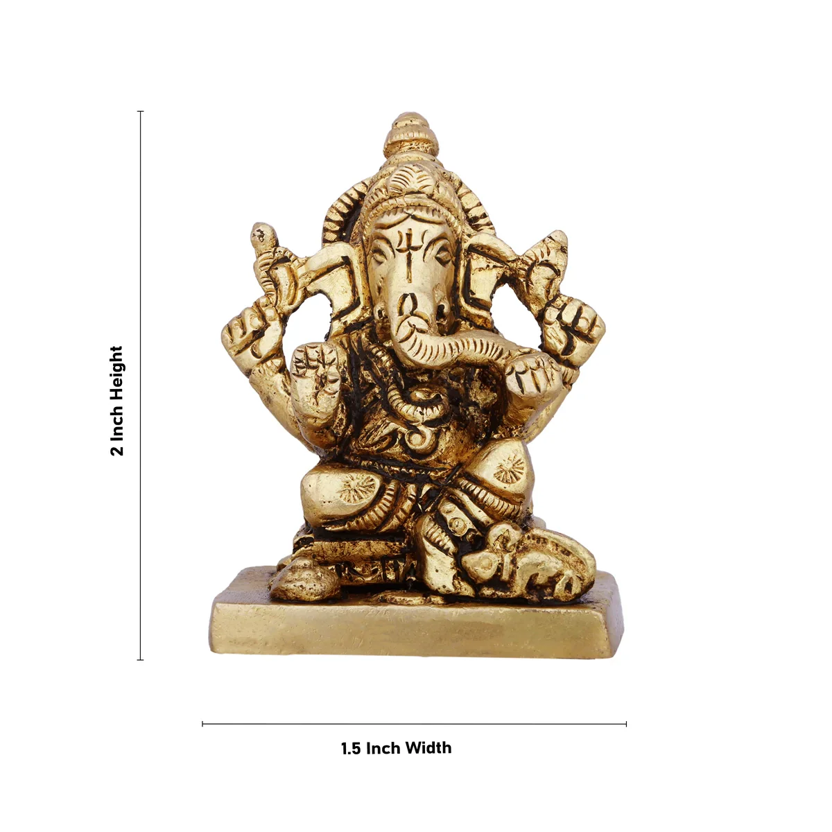 Laxmi Ganesh Murti - 2 Inches | Antique Brass Idol/ Laxmi Ganesh Statue for Pooja/ 315 Gms Approx - Image 6