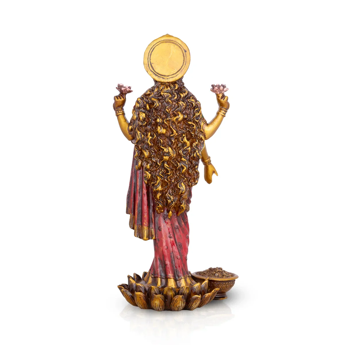 Laxmi Murti - 10 x 4.5 Inches | Lakshmi Murti Standing On Lotus/ Resin Statue for Pooja - Image 4