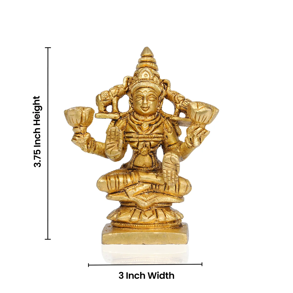 Laxmi Murti Sitting On Base - 3.75 x 3 Inches | Lakshmi Murti/ Antique Brass Idol/ Lakshmi Statue for Pooja - Image 4
