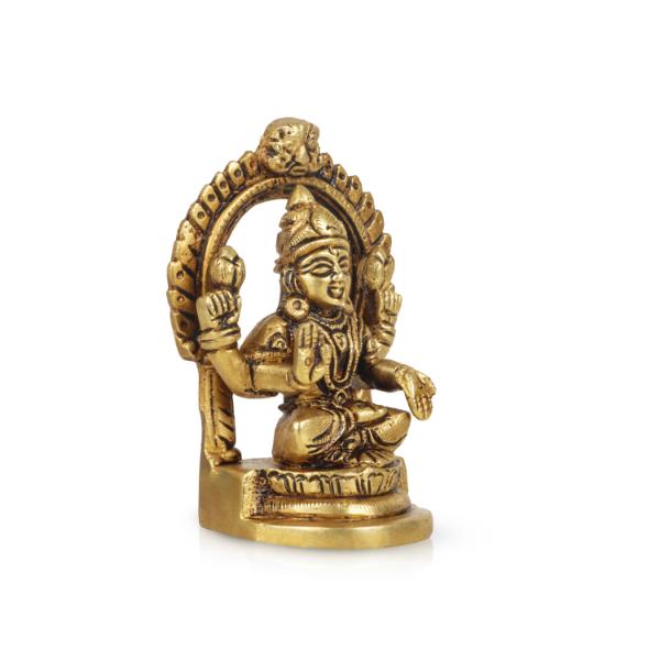 Laxmi Murti Sitting On Base With Arch - 4 x 2.5 Inches | Antique Brass Idol/ Lakshmi Statue for Pooja - Image 4