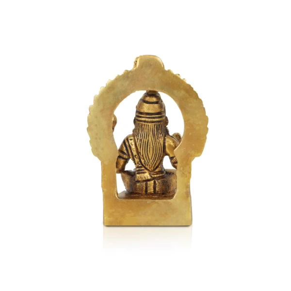 Laxmi Murti Sitting On Base With Arch - 4 x 2.5 Inches | Antique Brass Idol/ Lakshmi Statue for Pooja - Image 5