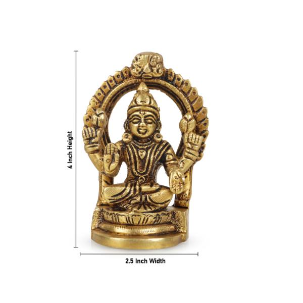Laxmi Murti Sitting On Base With Arch - 4 x 2.5 Inches | Antique Brass Idol/ Lakshmi Statue for Pooja - Image 6