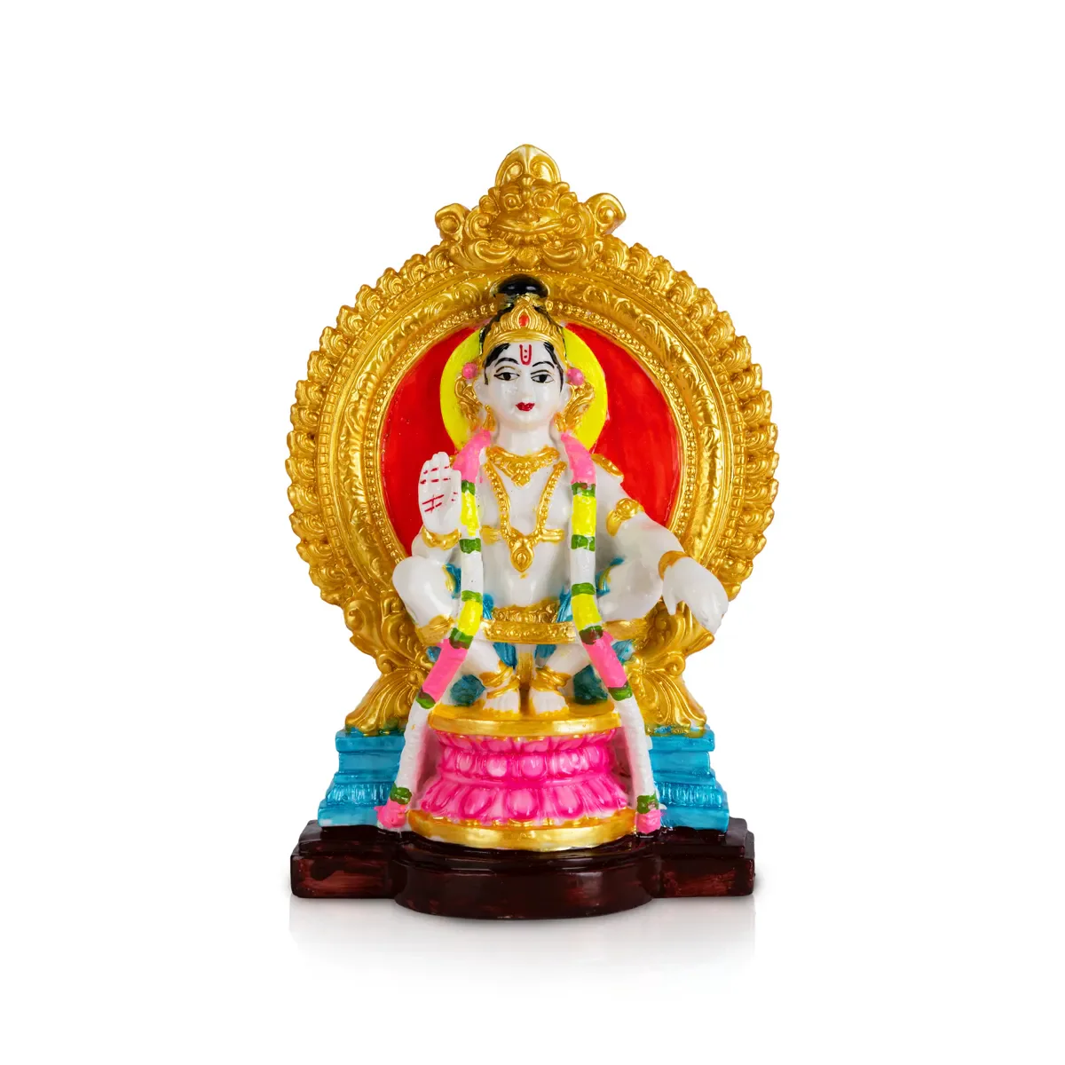 Lord Ayyappan With Arch Murti - 8.5 x 5.5 Inches | Ayyappa Swamy Idol / Divine Statue For Pooja & Home Decor