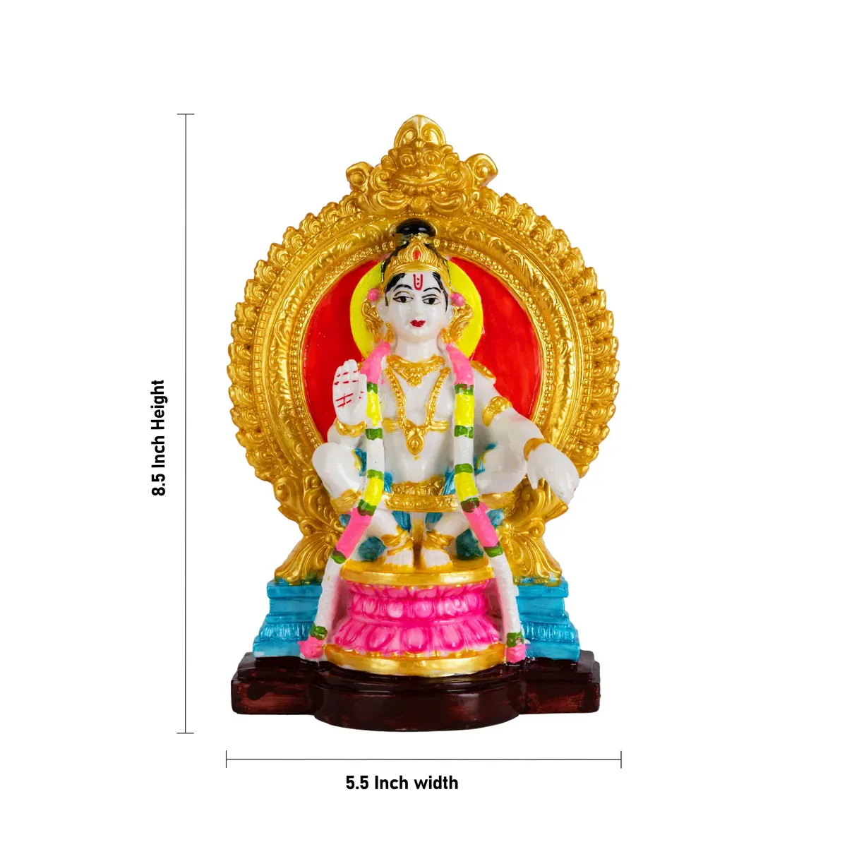Lord Ayyappan With Arch Murti - 8.5 x 5.5 Inches | Ayyappa Swamy Idol / Divine Statue For Pooja & Home Decor - Image 4